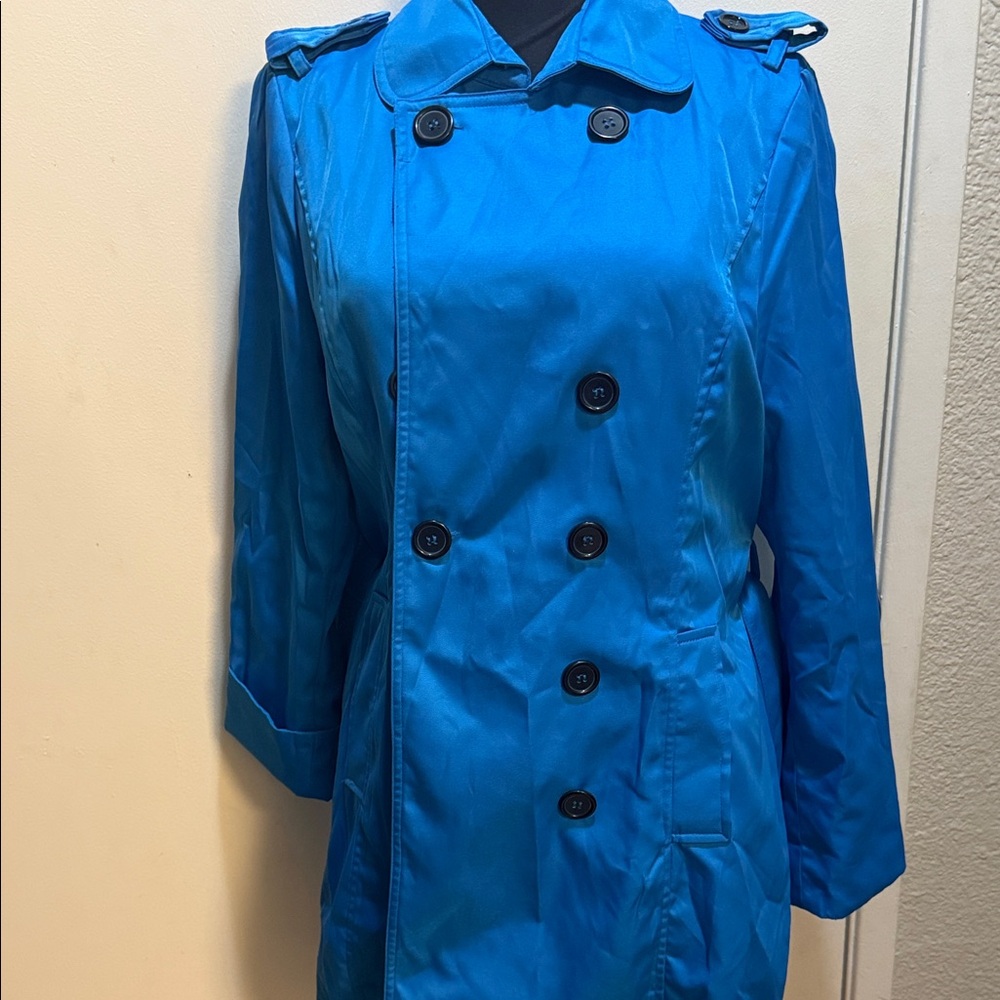 Cotton Candy Vibrant Blue Trench Coat - Picture 6 of 10